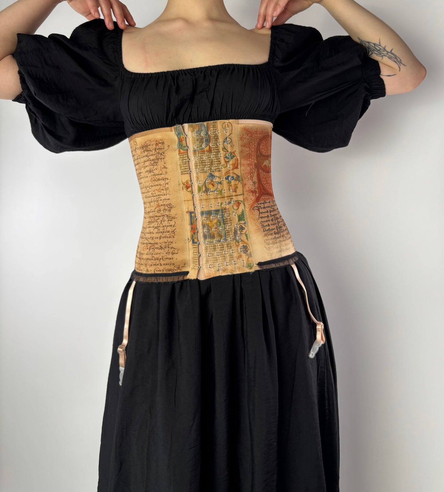 Scripture Waist Cincher With Garter Straps (Size XS–M)